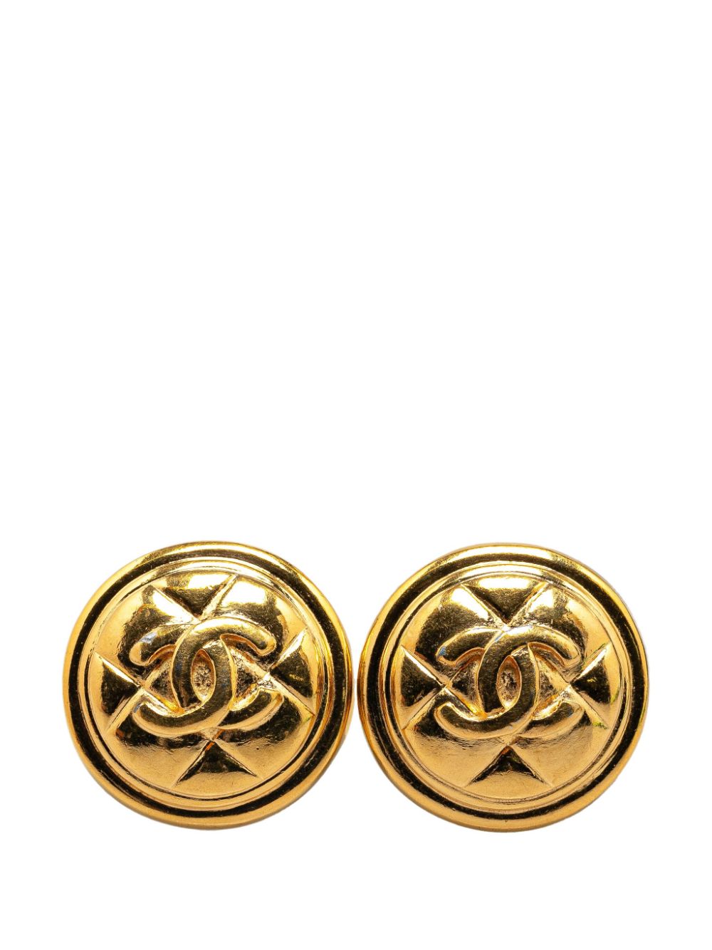 CHANEL Pre-Owned 20th Century Gold Plated CC Quilted Clip On costume earrings von CHANEL Pre-Owned