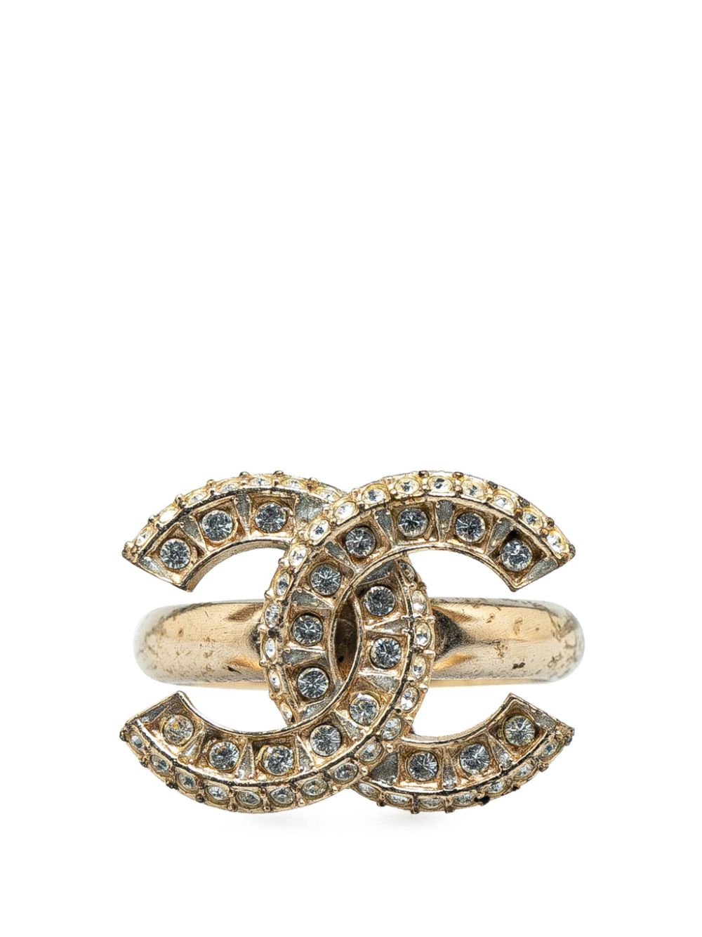 CHANEL Pre-Owned 20th Century Gold Plated CC Rhinestone costume ring von CHANEL Pre-Owned