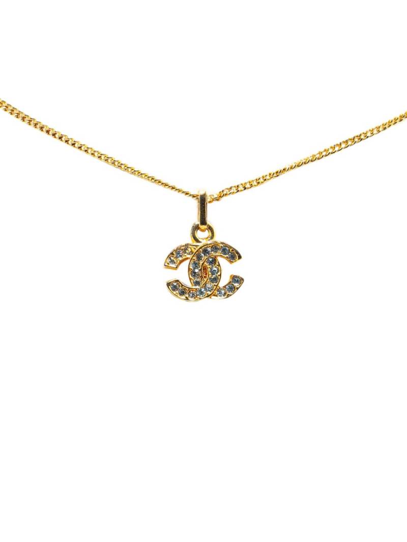 CHANEL Pre-Owned 20th Century Gold Plated CC Rhinestones Pendant costume necklace von CHANEL Pre-Owned