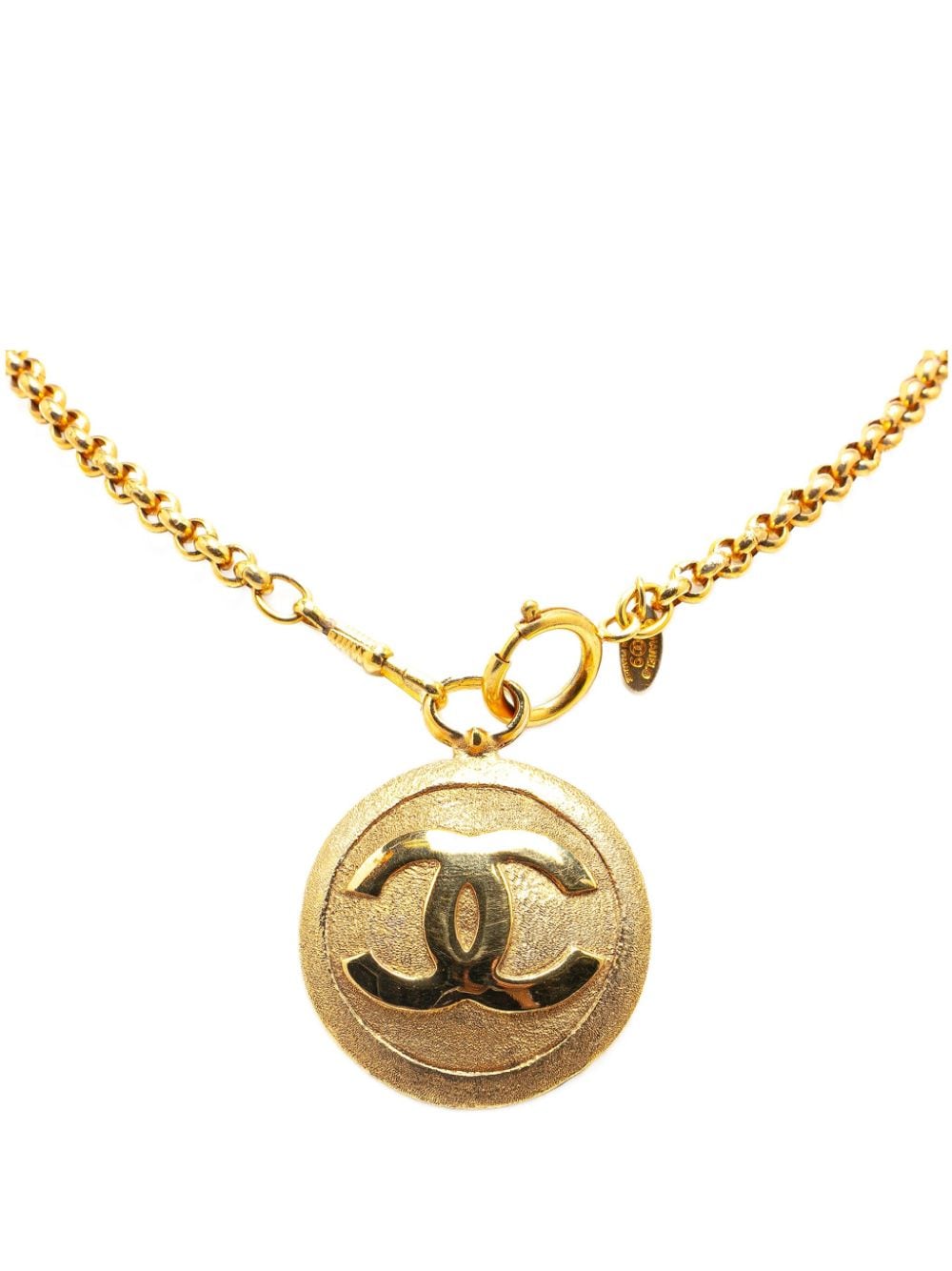 CHANEL Pre-Owned 20th Century Gold Plated CC Round Pendant costume necklace von CHANEL Pre-Owned