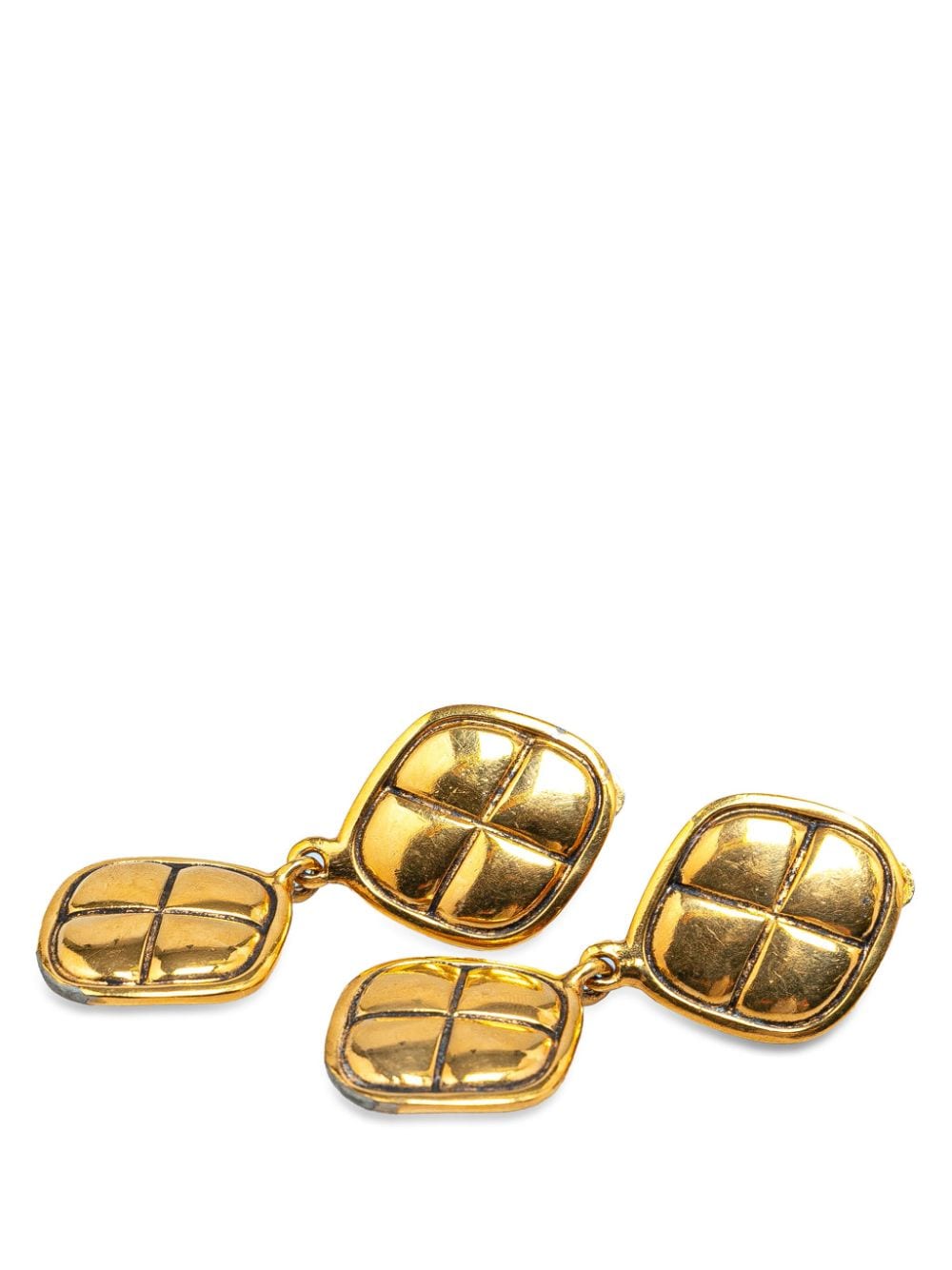 CHANEL Pre-Owned 20th Century Gold Plated Quilted Drop Clip On costume earrings von CHANEL Pre-Owned