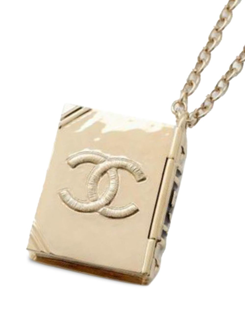 CHANEL Pre-Owned 21st Century Gold Plated CC Lion Book Pendant costume necklace von CHANEL Pre-Owned