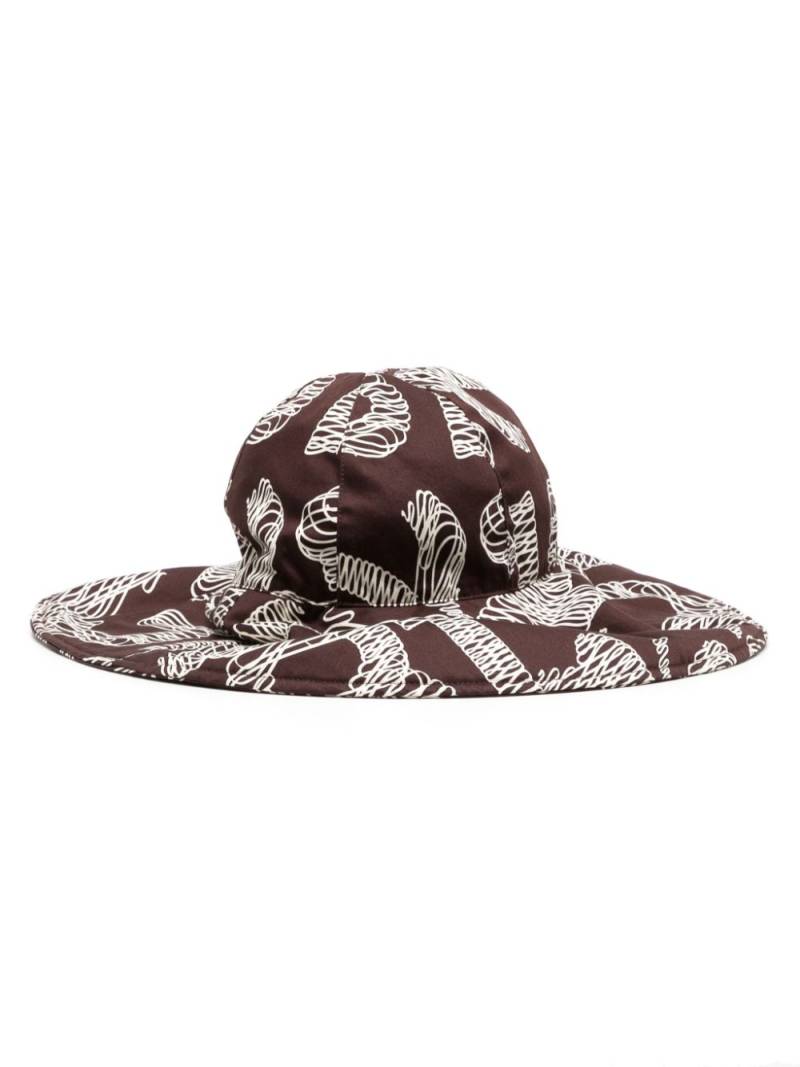 CHANEL Pre-Owned CC graphic-print wide-brim hat - Brown von CHANEL Pre-Owned