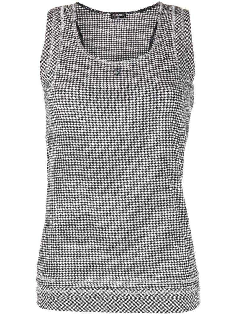 CHANEL Pre-Owned CC houndstooth-pattern tank top - Black von CHANEL Pre-Owned