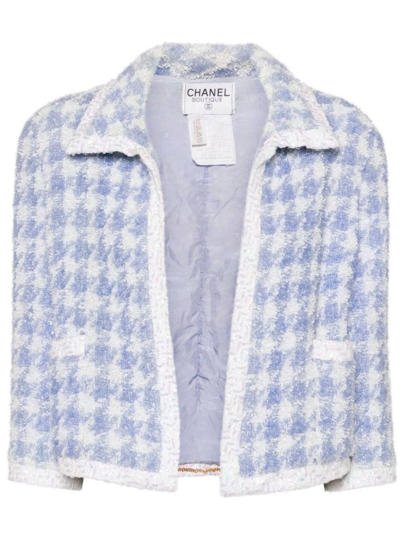 CHANEL Pre-Owned houndstooth cropped jacket - Blue von CHANEL Pre-Owned