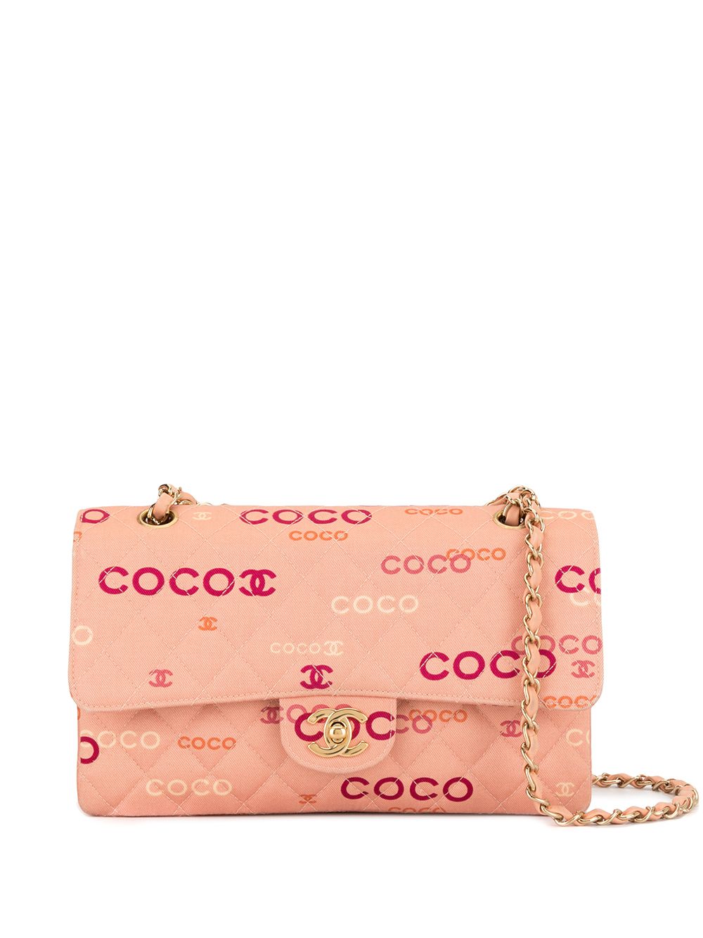 CHANEL Pre-Owned Quilted CC Double Flap Chain Shoulder Bag - Pink von CHANEL Pre-Owned