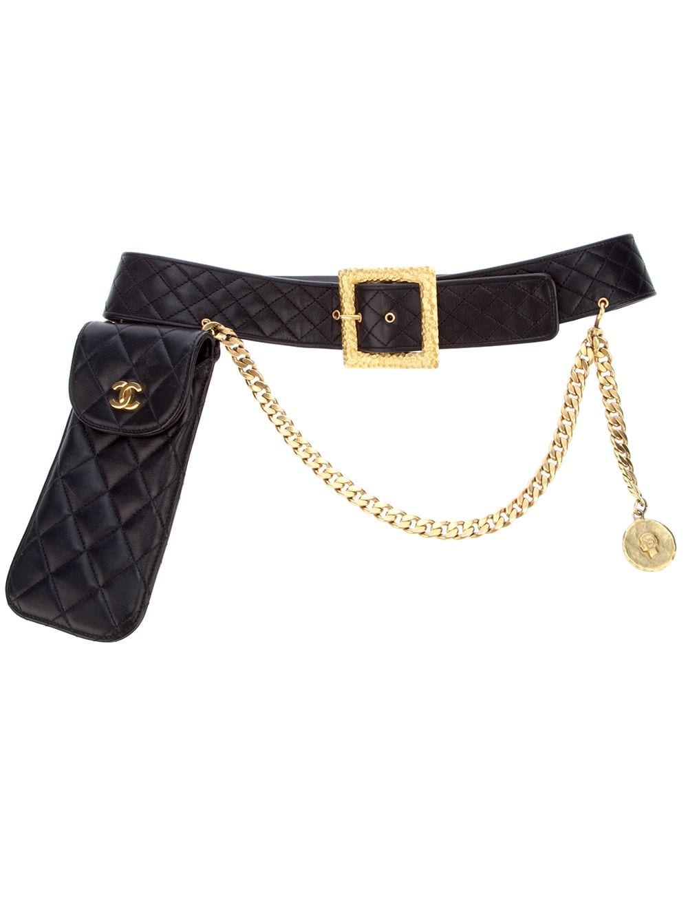 CHANEL Pre-Owned Quilted chain belt - Black von CHANEL Pre-Owned