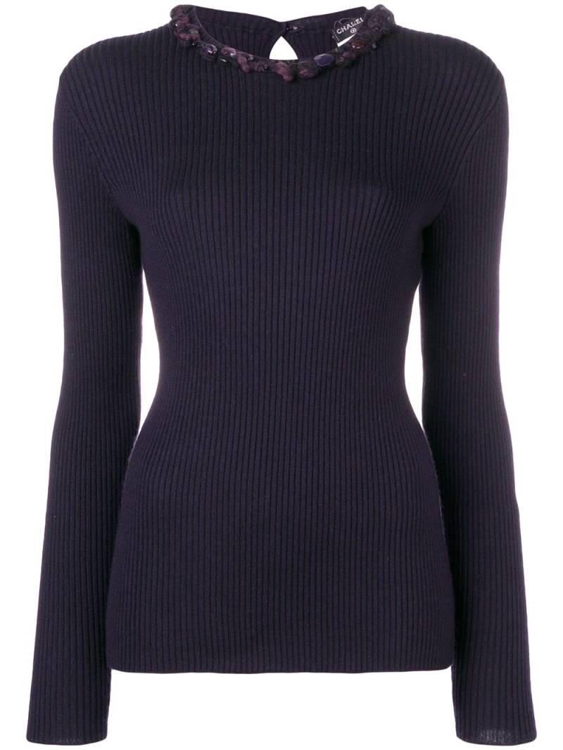 CHANEL Pre-Owned embellished ribbed jumper - Purple von CHANEL Pre-Owned