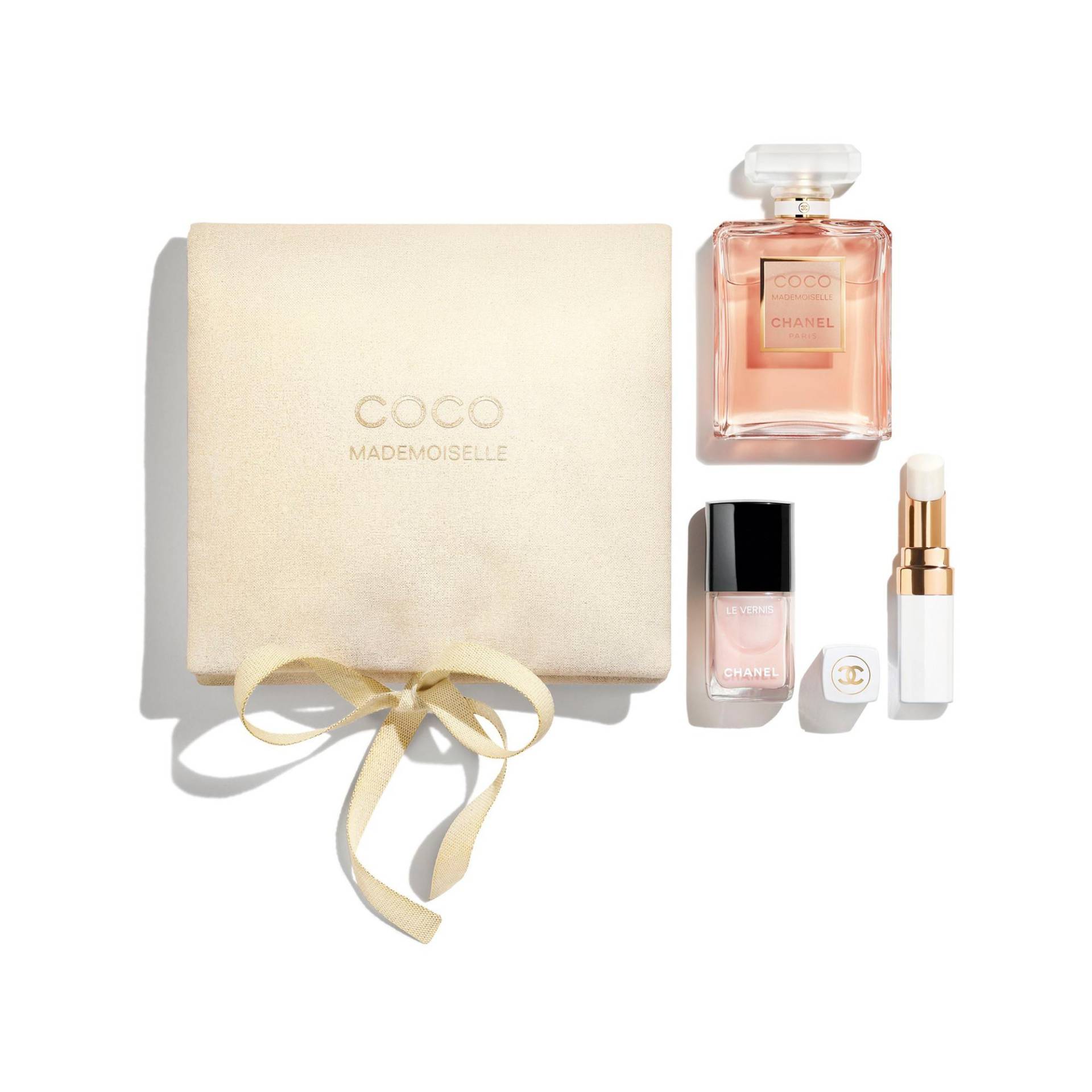 Das Set Für Einen Natürlichen Look: Eau De Parfum, Rouge Coco Baume Dreamy White, Le Vernis Ballerina Unisex  Set von CHANEL