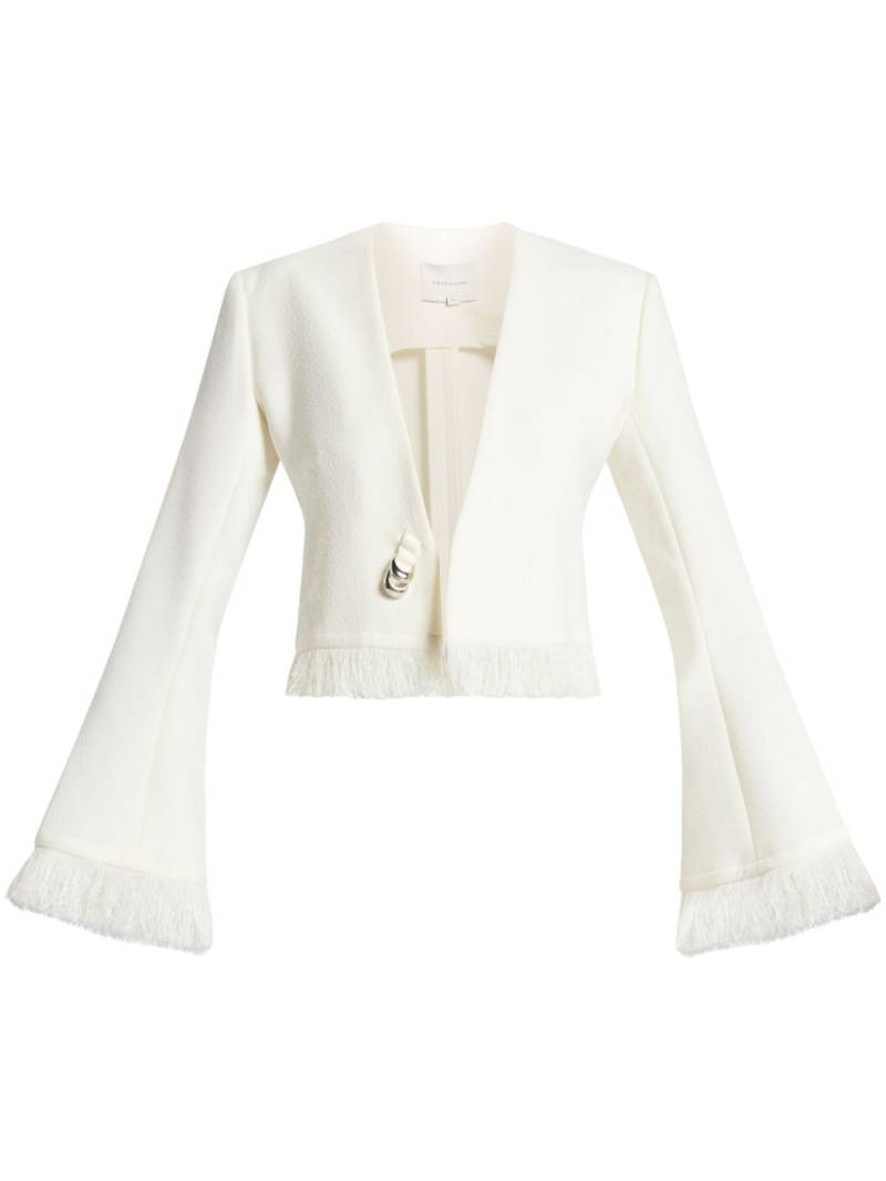 CHATS BY C.DAM V-neck fringed cropped jacket - White von CHATS BY C.DAM