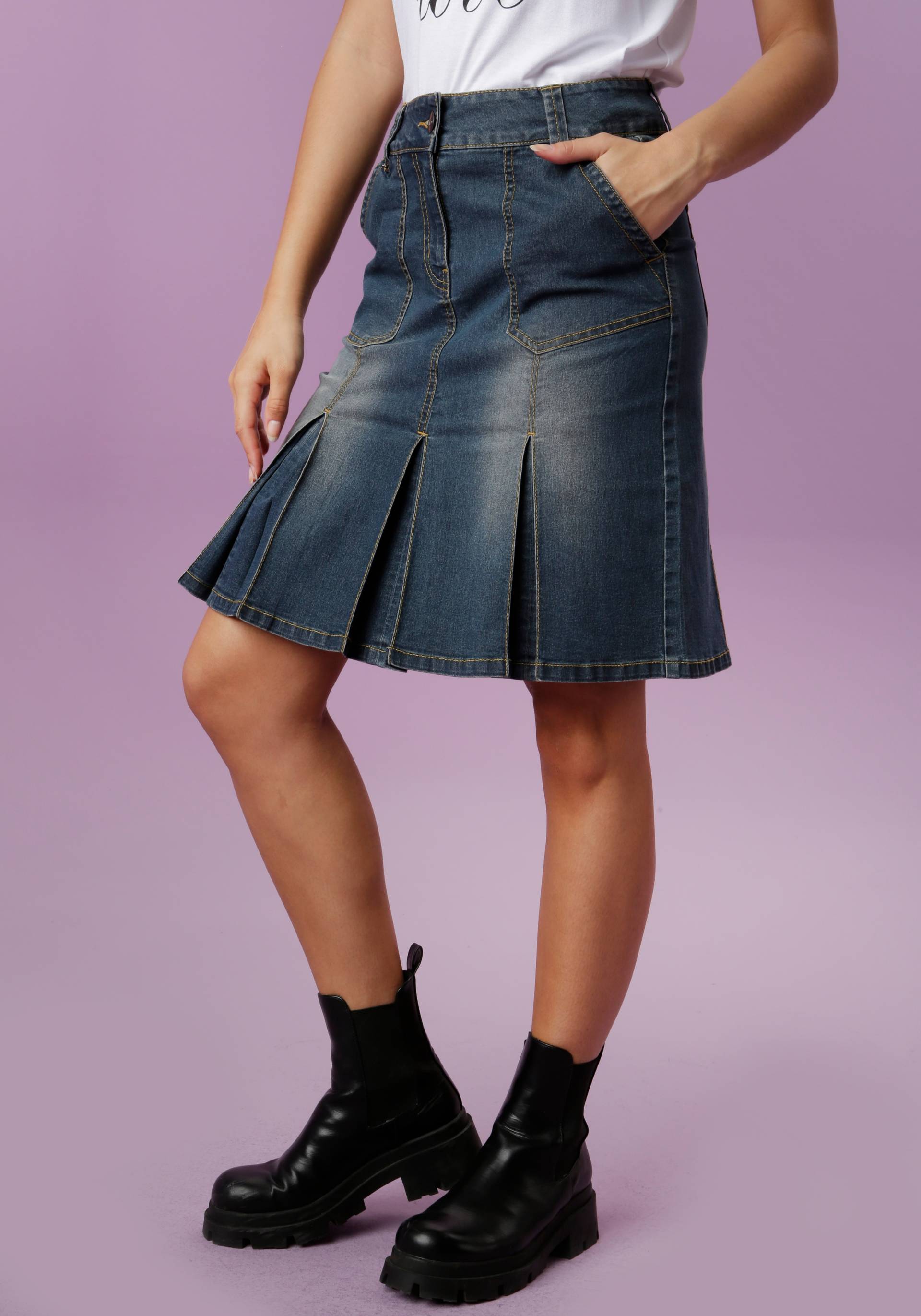 Aniston CASUAL Jeansrock, mit eingelegten Falten Aniston CASUAL Jeansrock, mit eingelegten Falten von Aniston CASUAL