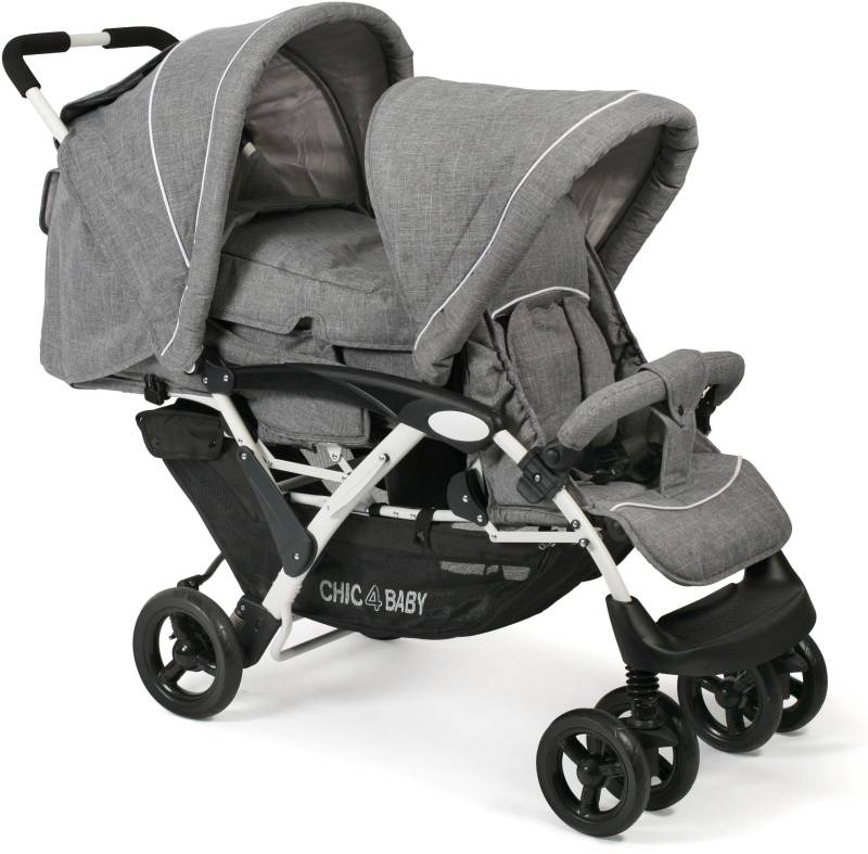 CHIC4BABY Geschwisterwagen »Duo, Melange grau«, mit feststellbaren Doppelschwenk-Vorderrädern von CHIC4BABY