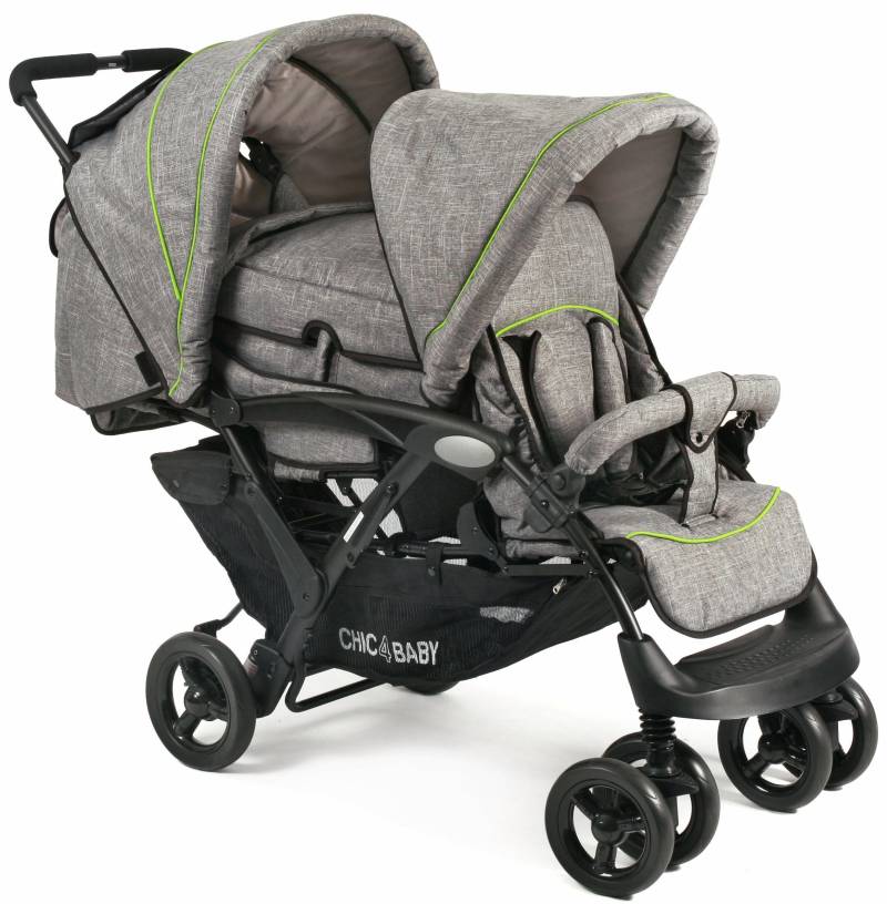 CHIC4BABY Geschwisterwagen »Duo, jeans grey«, mit herausnehmbarer Tragetasche; Kinderwagen von CHIC4BABY