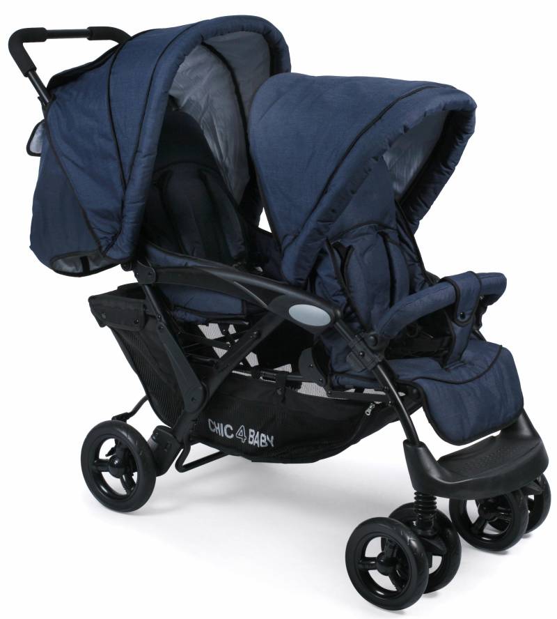 CHIC4BABY Geschwisterwagen »Duo, navy«, mit feststellbaren Doppelschwenk-Vorderrädern von CHIC4BABY