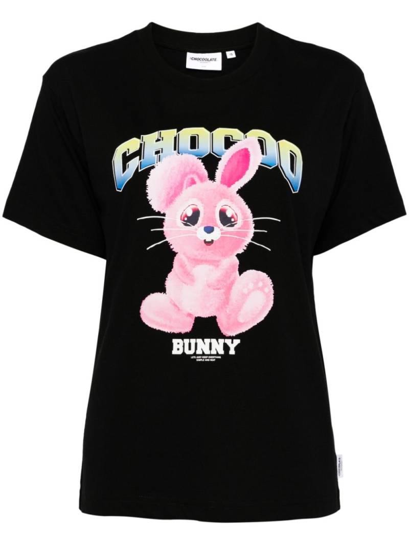 CHOCOOLATE Bunny-print cotton T-shirt - Black von CHOCOOLATE