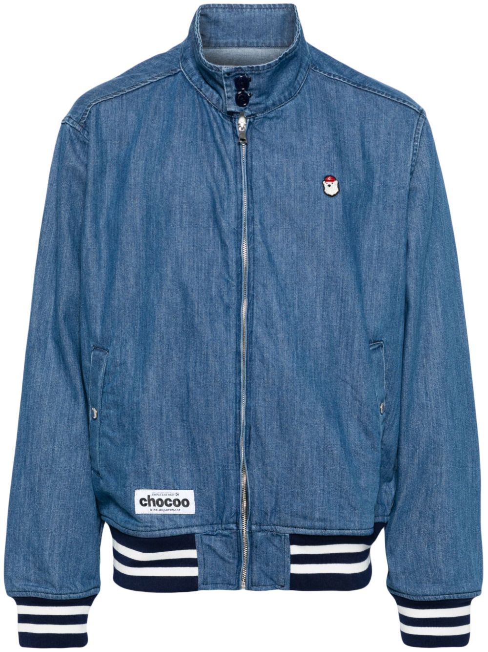 CHOCOOLATE Chocoo Bear-appliqué bomber jacket - Blue von CHOCOOLATE