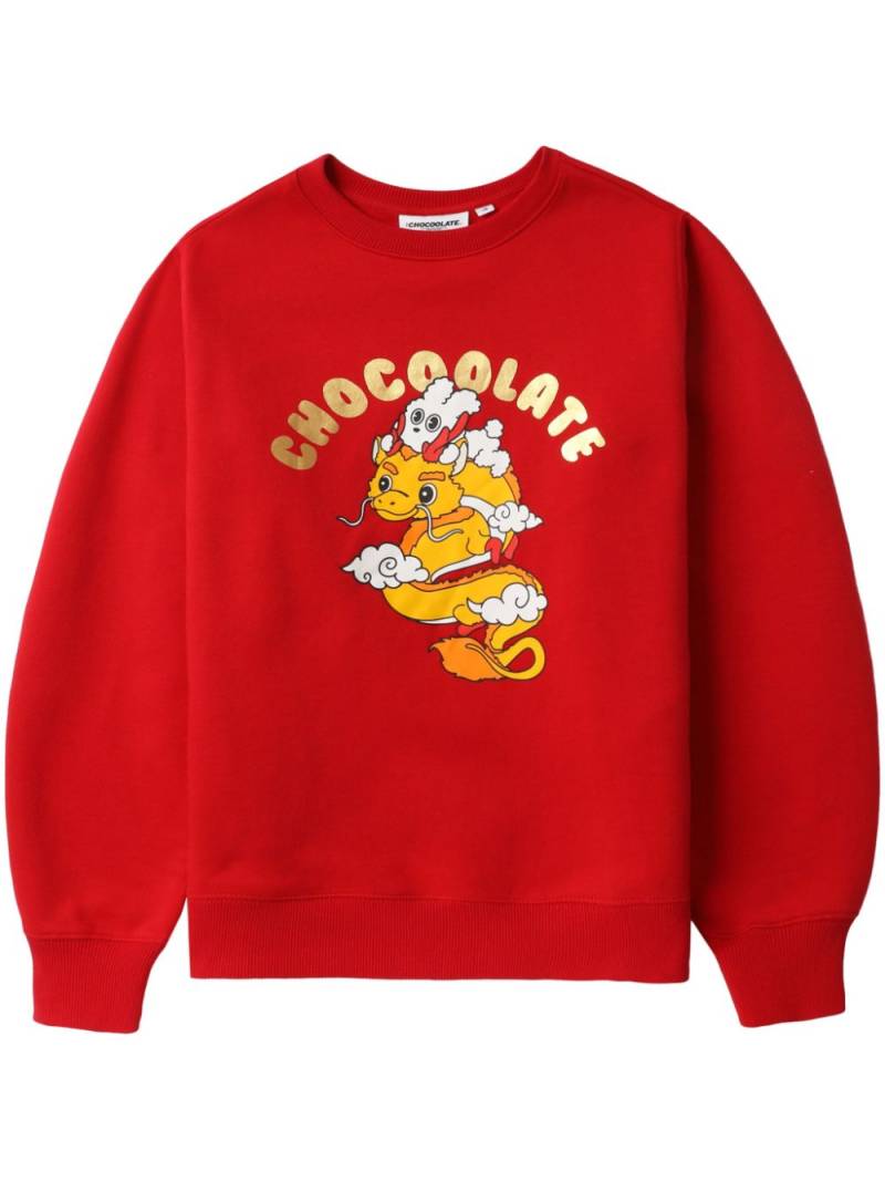 CHOCOOLATE Year of the Dragon cotton-blend sweatshirt - Red von CHOCOOLATE