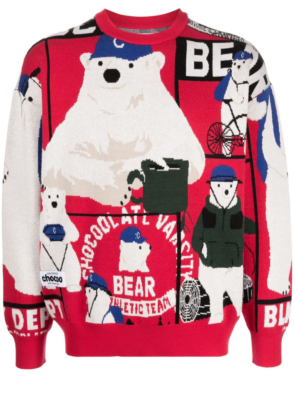 CHOCOOLATE bear-intarsia crew-neck jumper - Multicolour von CHOCOOLATE