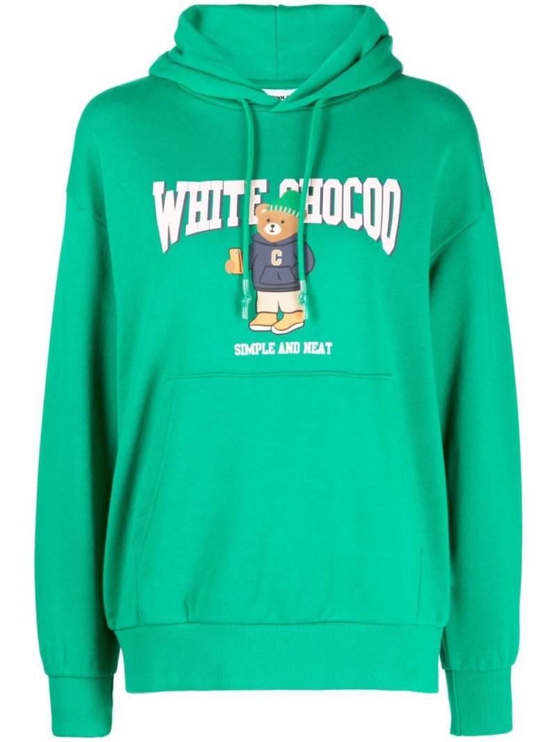 CHOCOOLATE bear-print cotton hoodie - Green von CHOCOOLATE