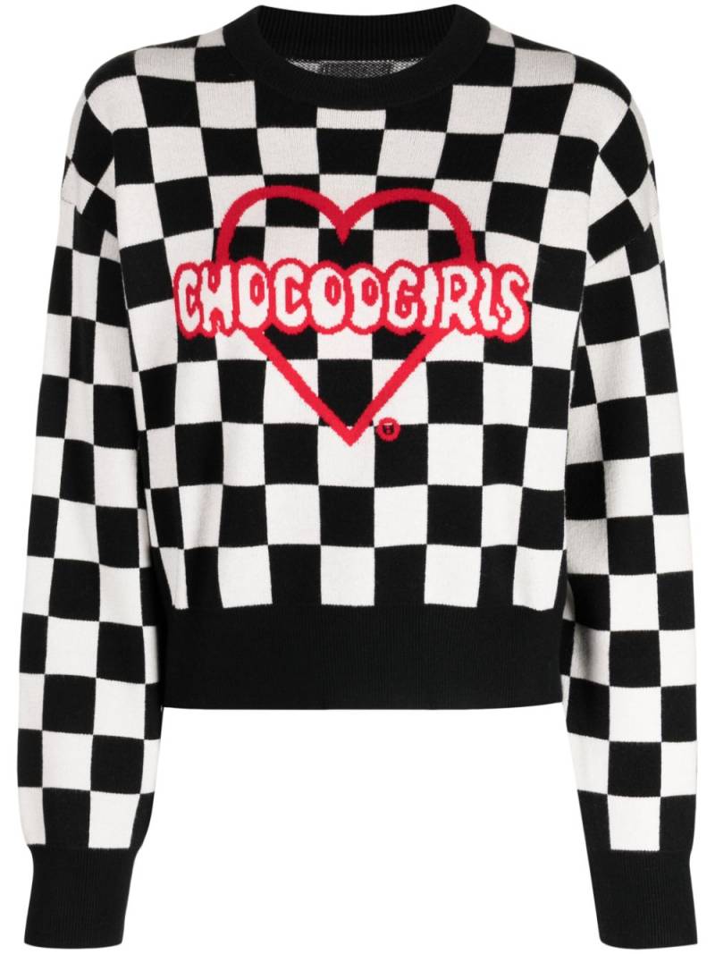 CHOCOOLATE check-print crew-neck jumper - Black von CHOCOOLATE