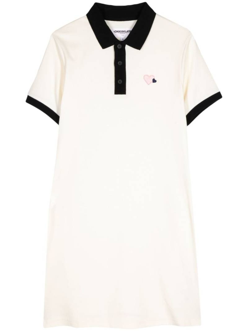 CHOCOOLATE contrasting-collar polo dress - White von CHOCOOLATE