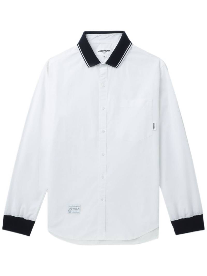 CHOCOOLATE contrasting-trim cotton shirt - White von CHOCOOLATE