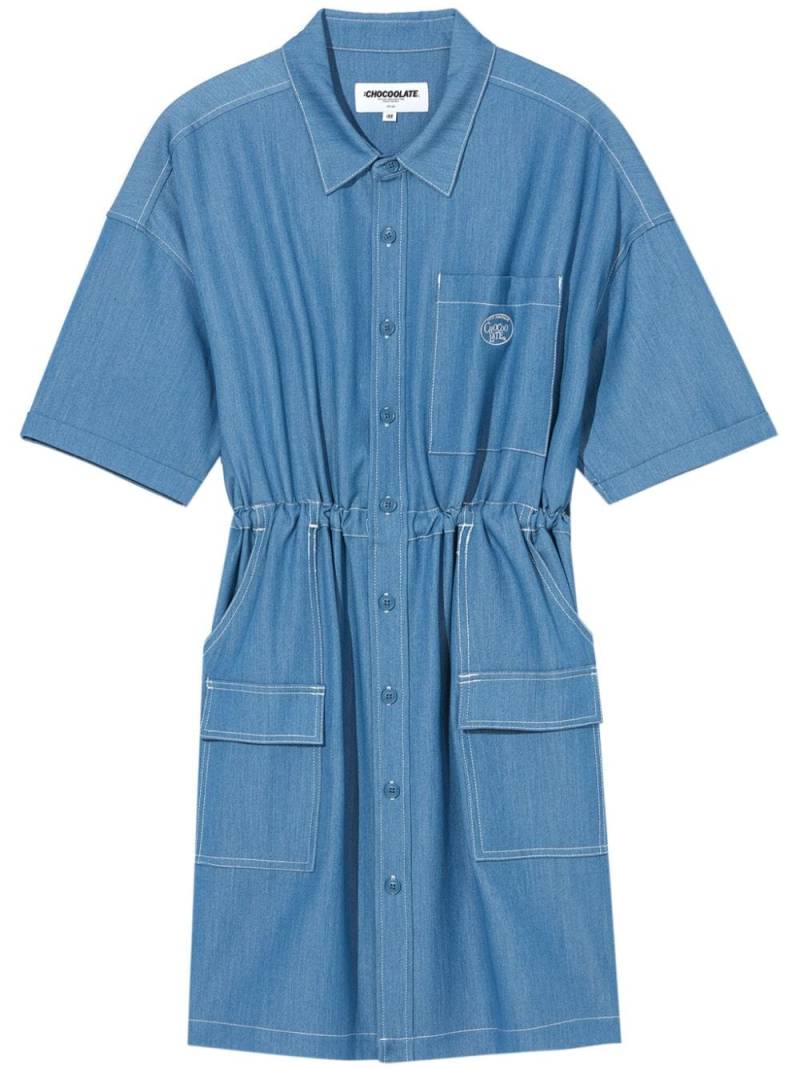 CHOCOOLATE drawstring denim shirtdress - Blue von CHOCOOLATE