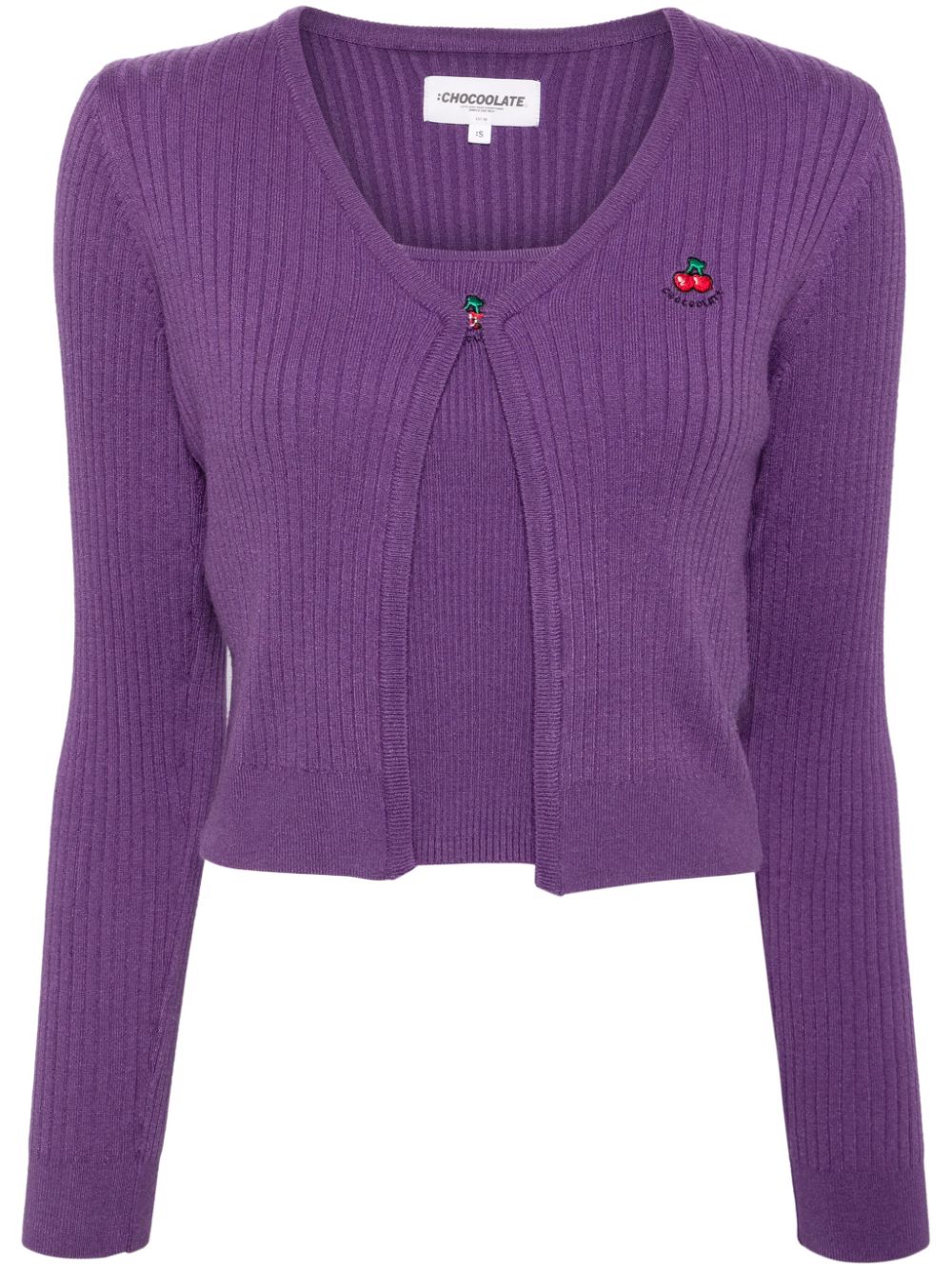 CHOCOOLATE embroidered cardigan top (set of two) - Purple von CHOCOOLATE