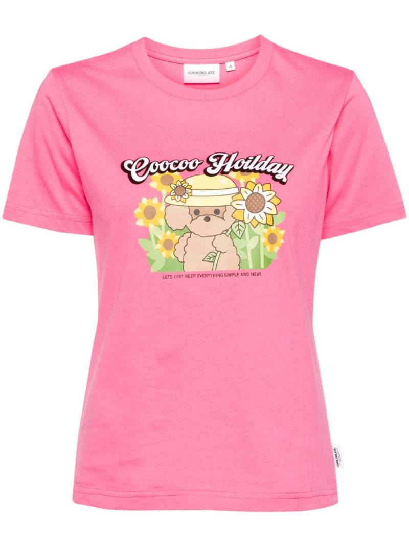 CHOCOOLATE graphic-print cotton T-shirt - Pink von CHOCOOLATE