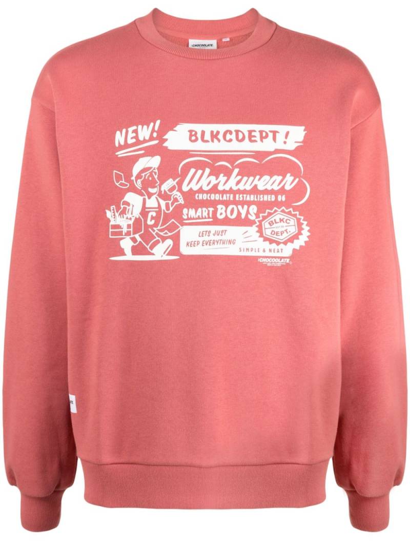 CHOCOOLATE graphic-print crew-neck sweatshirt - Red von CHOCOOLATE