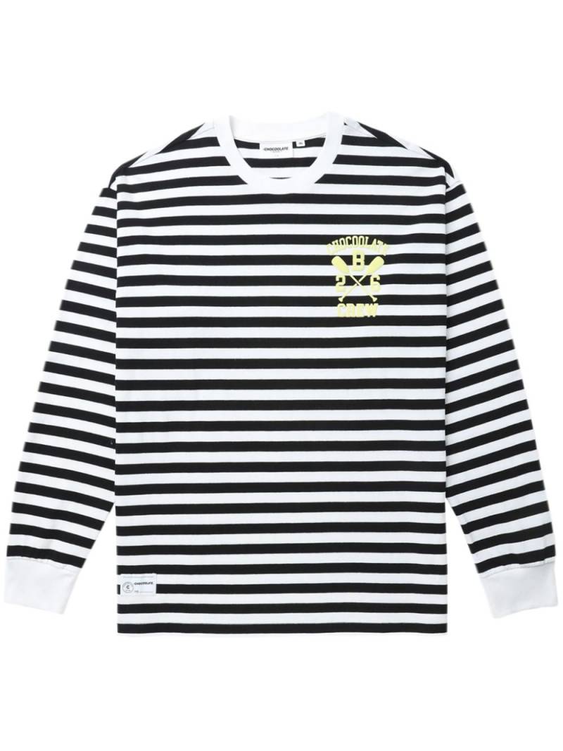 CHOCOOLATE graphic-print striped cotton T-shirt - White von CHOCOOLATE