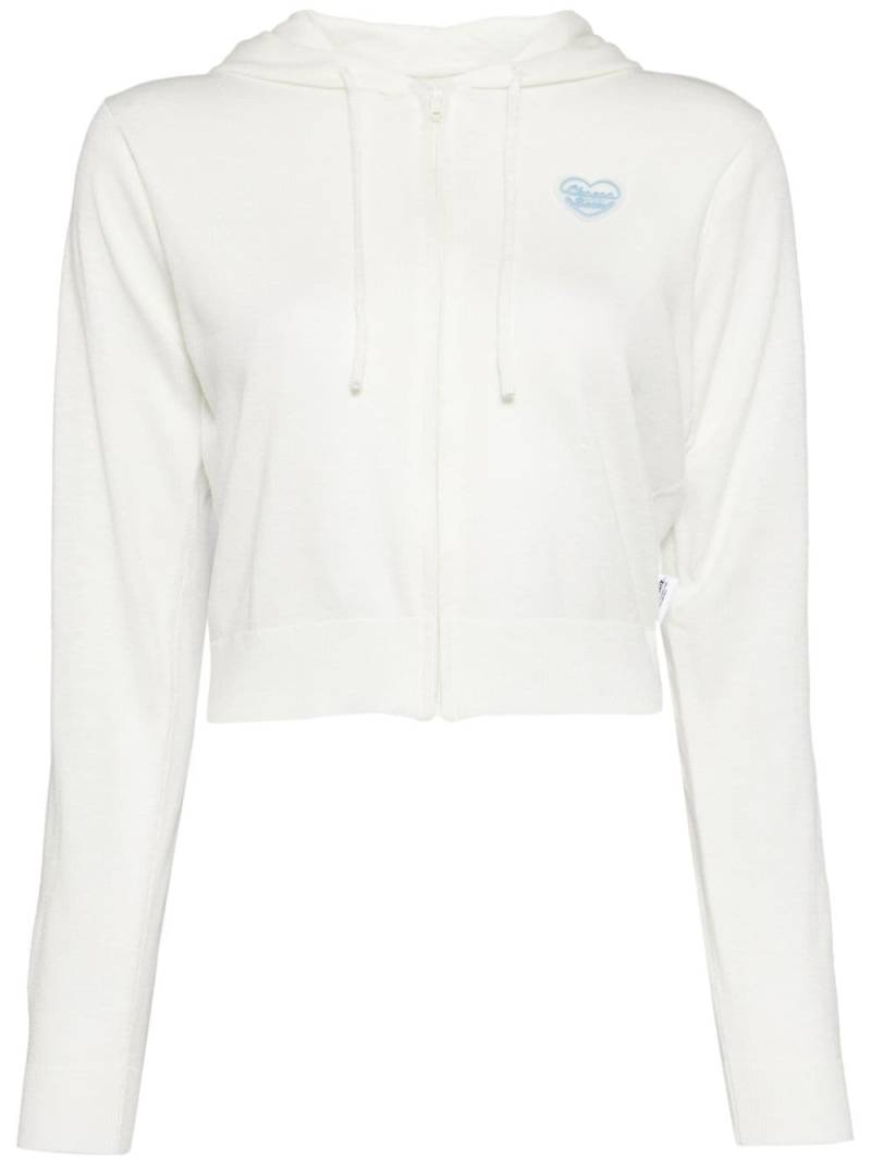 CHOCOOLATE heart-appliqué cropped hoodie - White von CHOCOOLATE