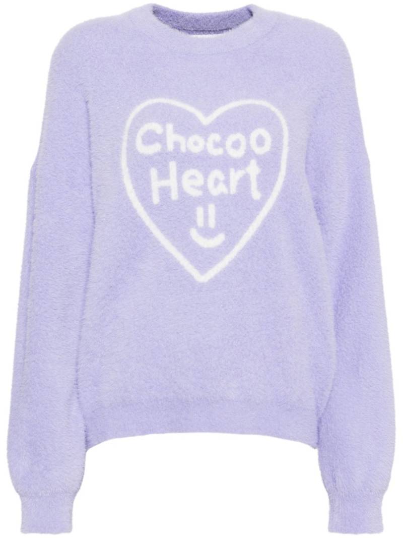 CHOCOOLATE heart print crew neck jumper - Purple von CHOCOOLATE