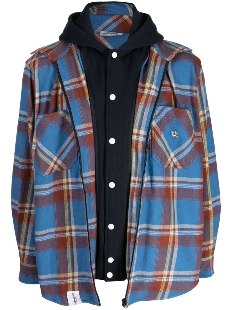 CHOCOOLATE layered check-print cotton jacket - Blue von CHOCOOLATE