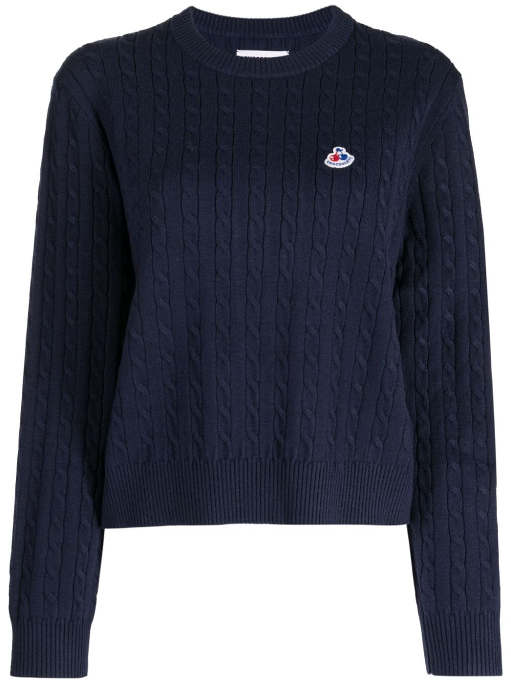 CHOCOOLATE logo-appliqué cable-knit jumper - Blue von CHOCOOLATE