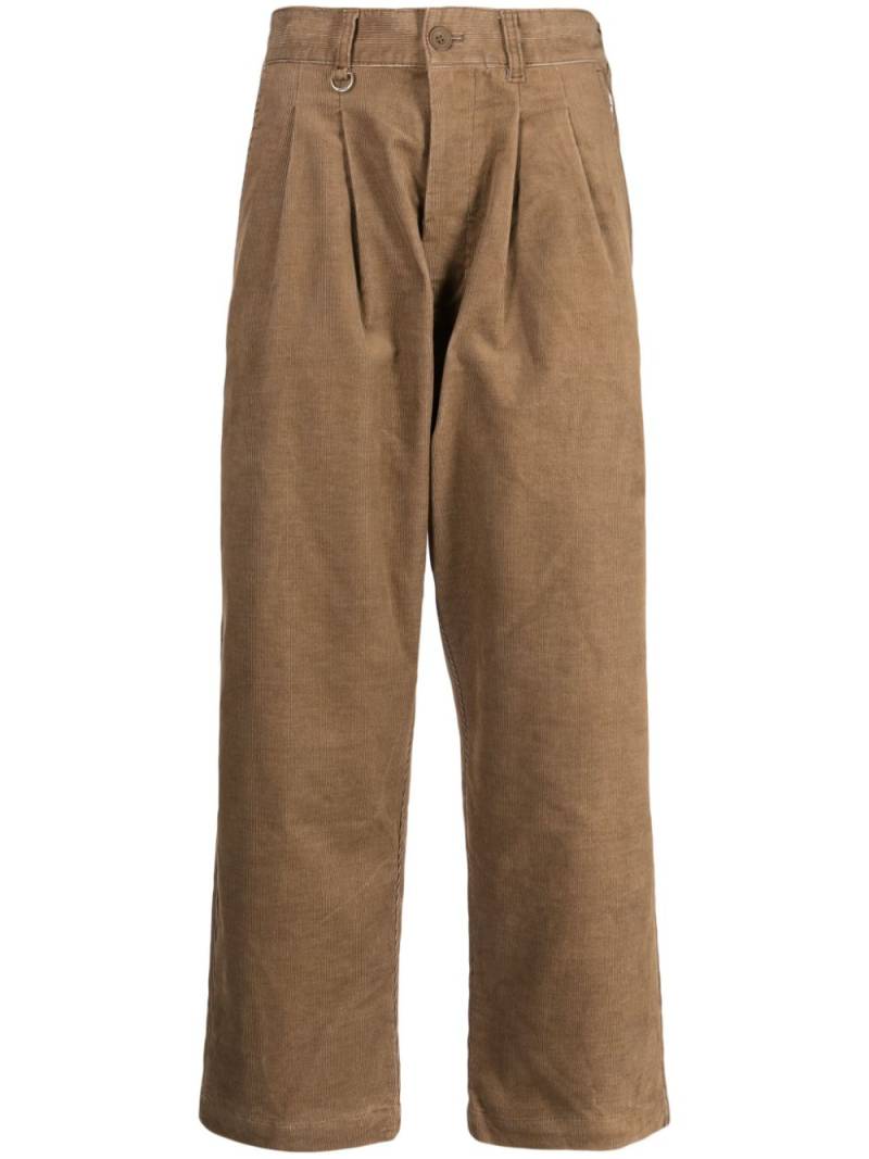 CHOCOOLATE logo-appliqué corduroy straight-leg trousers - Brown von CHOCOOLATE