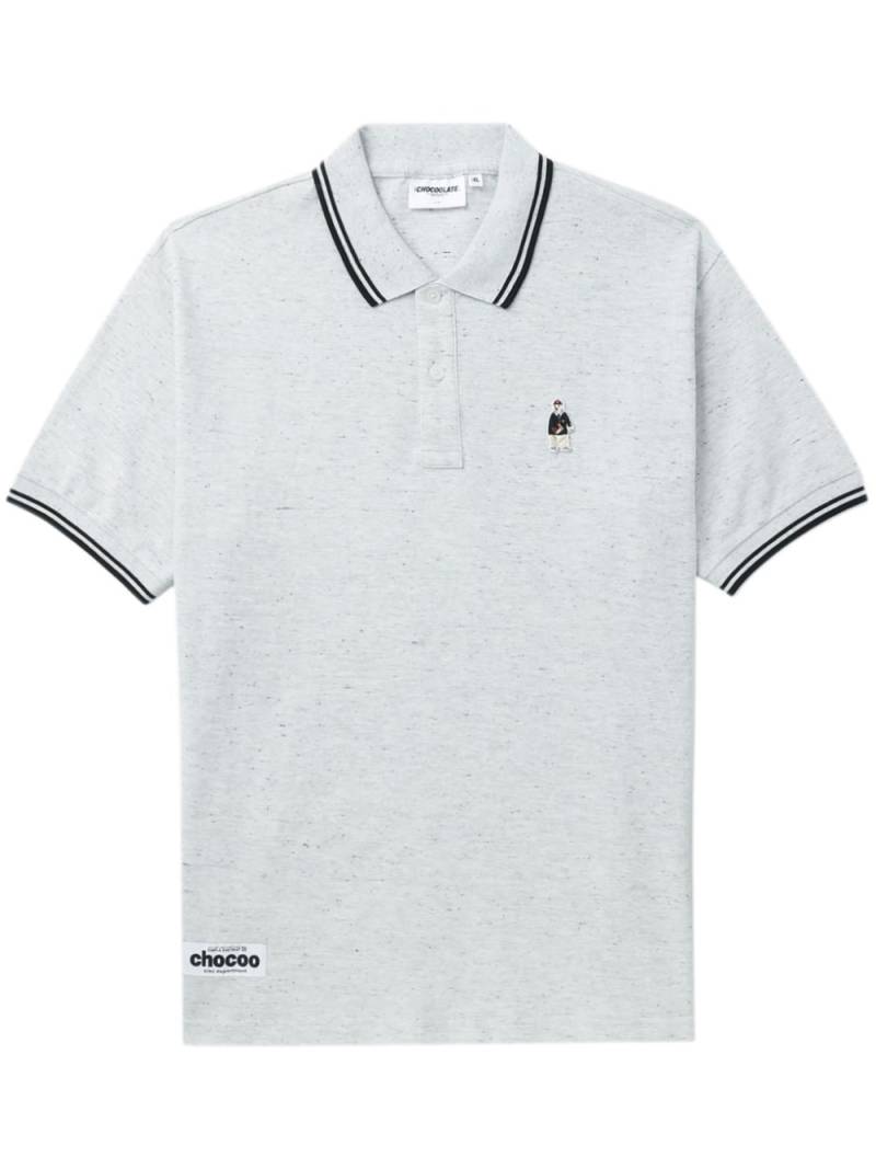 CHOCOOLATE logo-appliqué cotton polo shirt - Grey von CHOCOOLATE