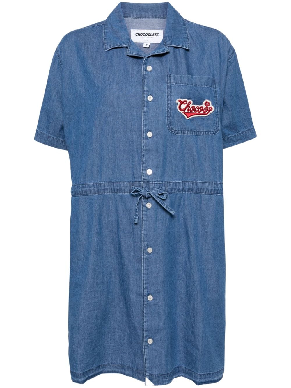 CHOCOOLATE logo-appliqué denim shirtdress - Blue von CHOCOOLATE