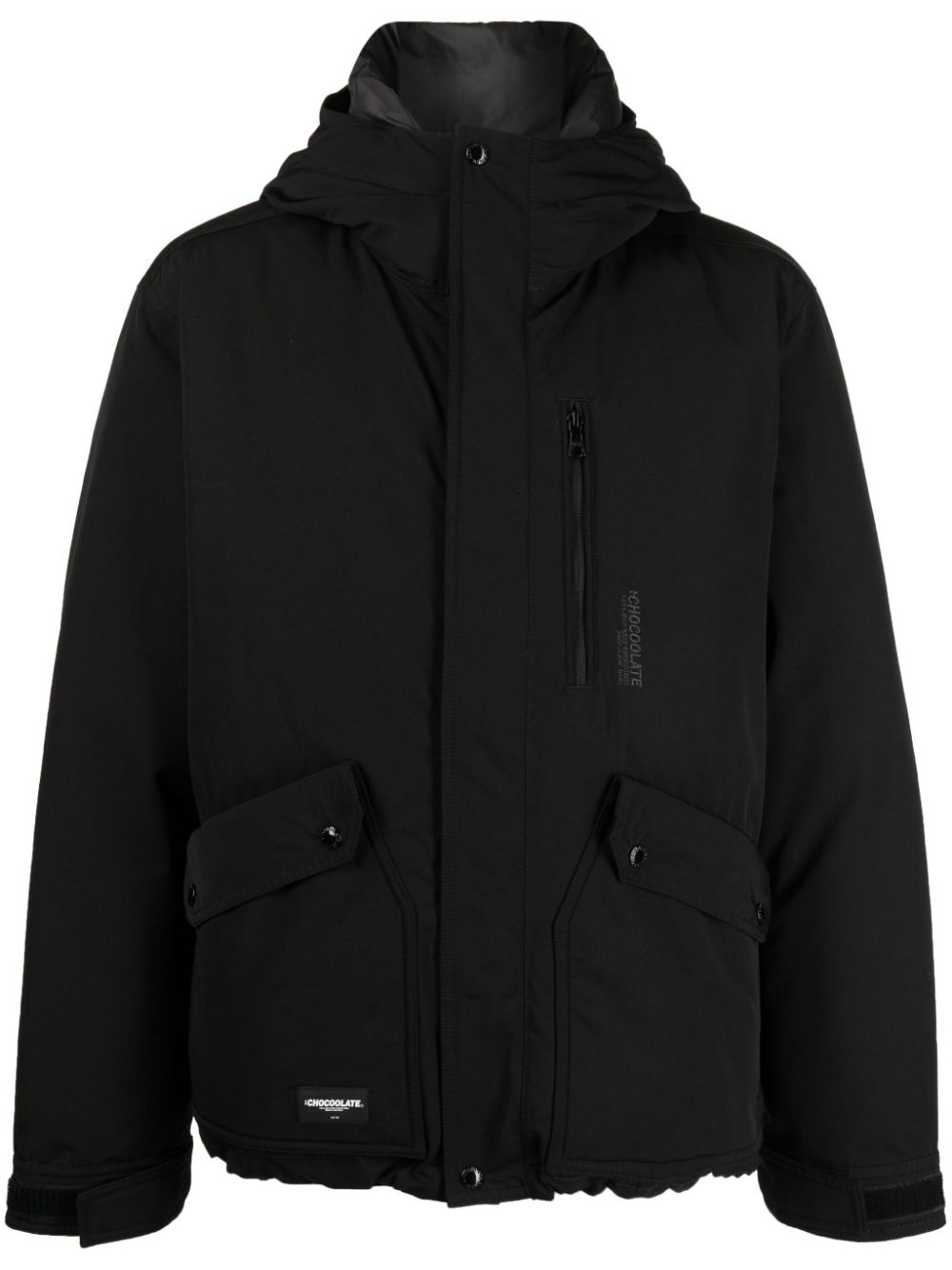 CHOCOOLATE logo-appliqué hooded jacket - Black von CHOCOOLATE