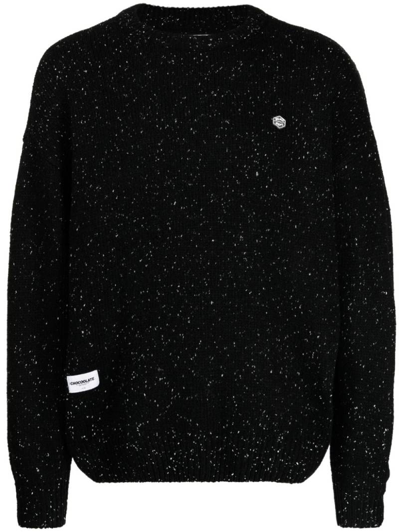 CHOCOOLATE logo-appliqué mélange-effect jumper - Black von CHOCOOLATE