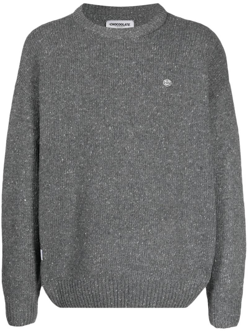 CHOCOOLATE logo-appliqué mélange-effect jumper - Grey von CHOCOOLATE