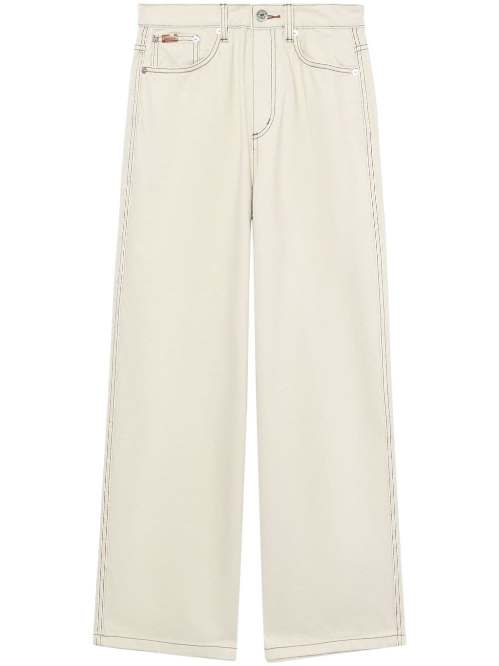 CHOCOOLATE logo-appliqué wide-leg jeans - Neutrals von CHOCOOLATE