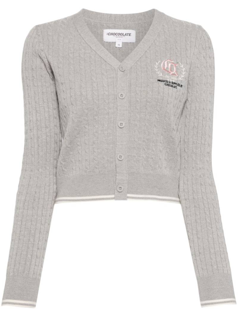 CHOCOOLATE logo-embroidered cardigan set - Grey von CHOCOOLATE