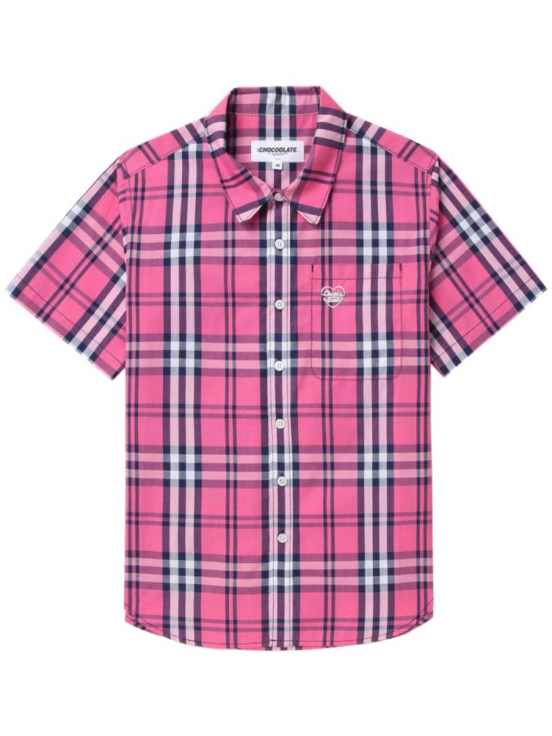 CHOCOOLATE logo-embroidered checked shirt - Pink von CHOCOOLATE