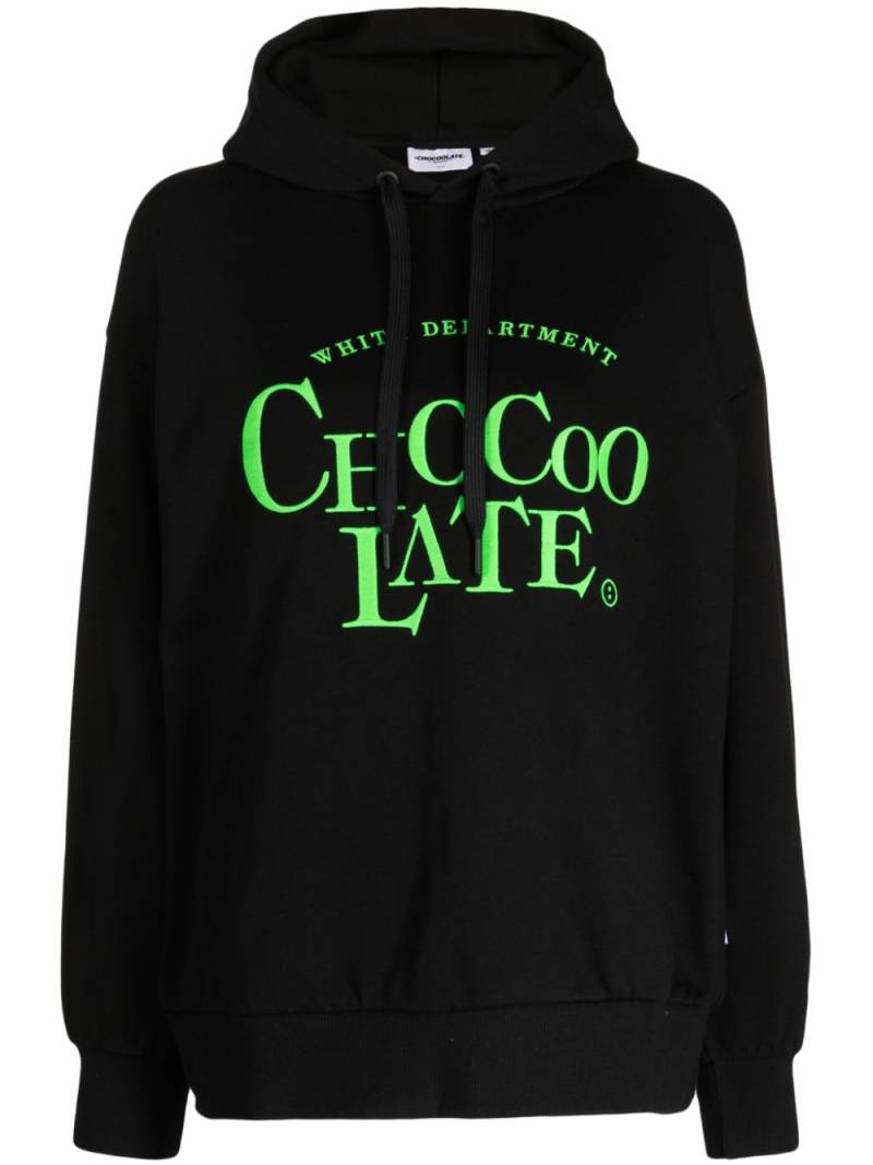 CHOCOOLATE logo-embroidered cotton hoodie - Black von CHOCOOLATE