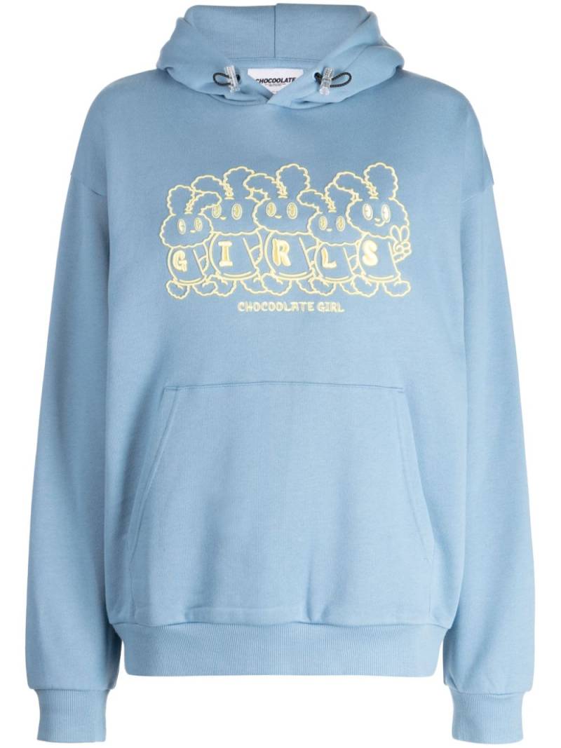 CHOCOOLATE logo-embroidered cotton hoodie - Blue von CHOCOOLATE