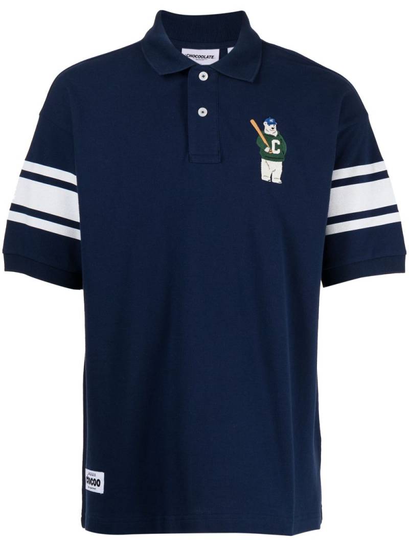 CHOCOOLATE logo-embroidered cotton polo shirt - Blue von CHOCOOLATE