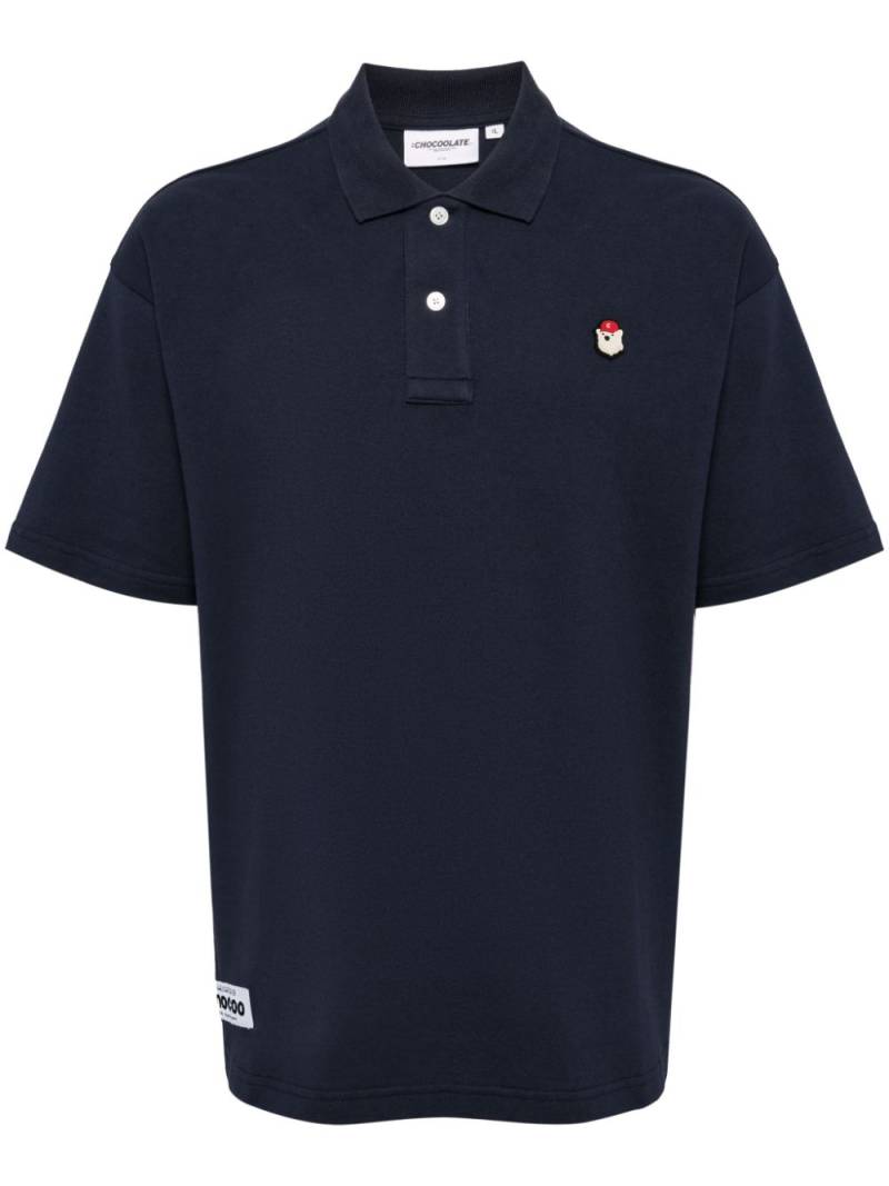 CHOCOOLATE logo-embroidered cotton polo shirt - Blue von CHOCOOLATE