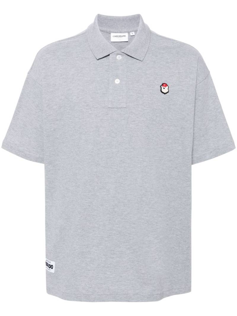 CHOCOOLATE logo-embroidered cotton polo shirt - Grey von CHOCOOLATE