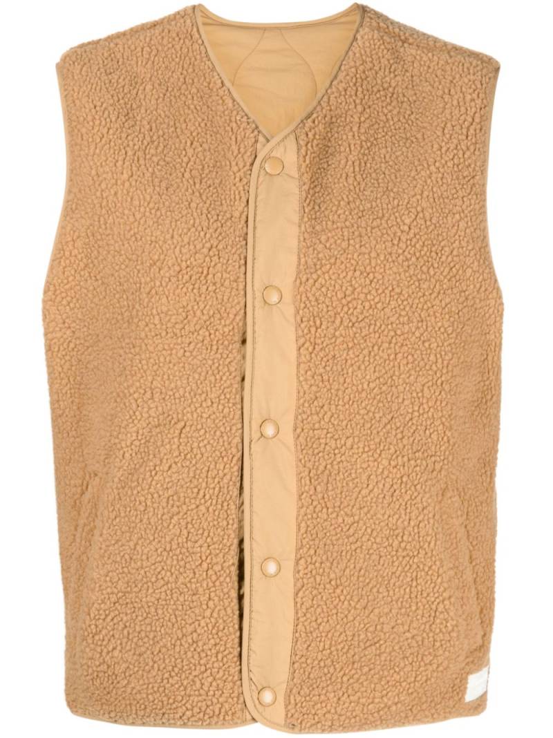 CHOCOOLATE logo-embroidered faux-shearling gilet - Brown von CHOCOOLATE